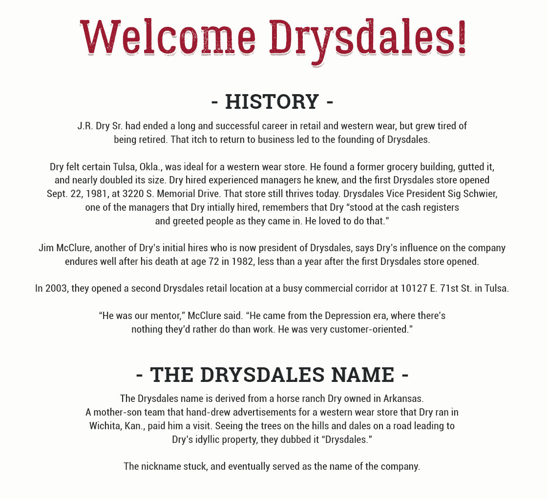WELCOME DRYSDALE TO THE BOOT BARN FAMILY »