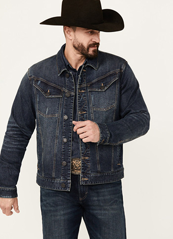 Men's Moonshine Spirit Dark Wash Rigid Old Shine Vintage Denim Jacket